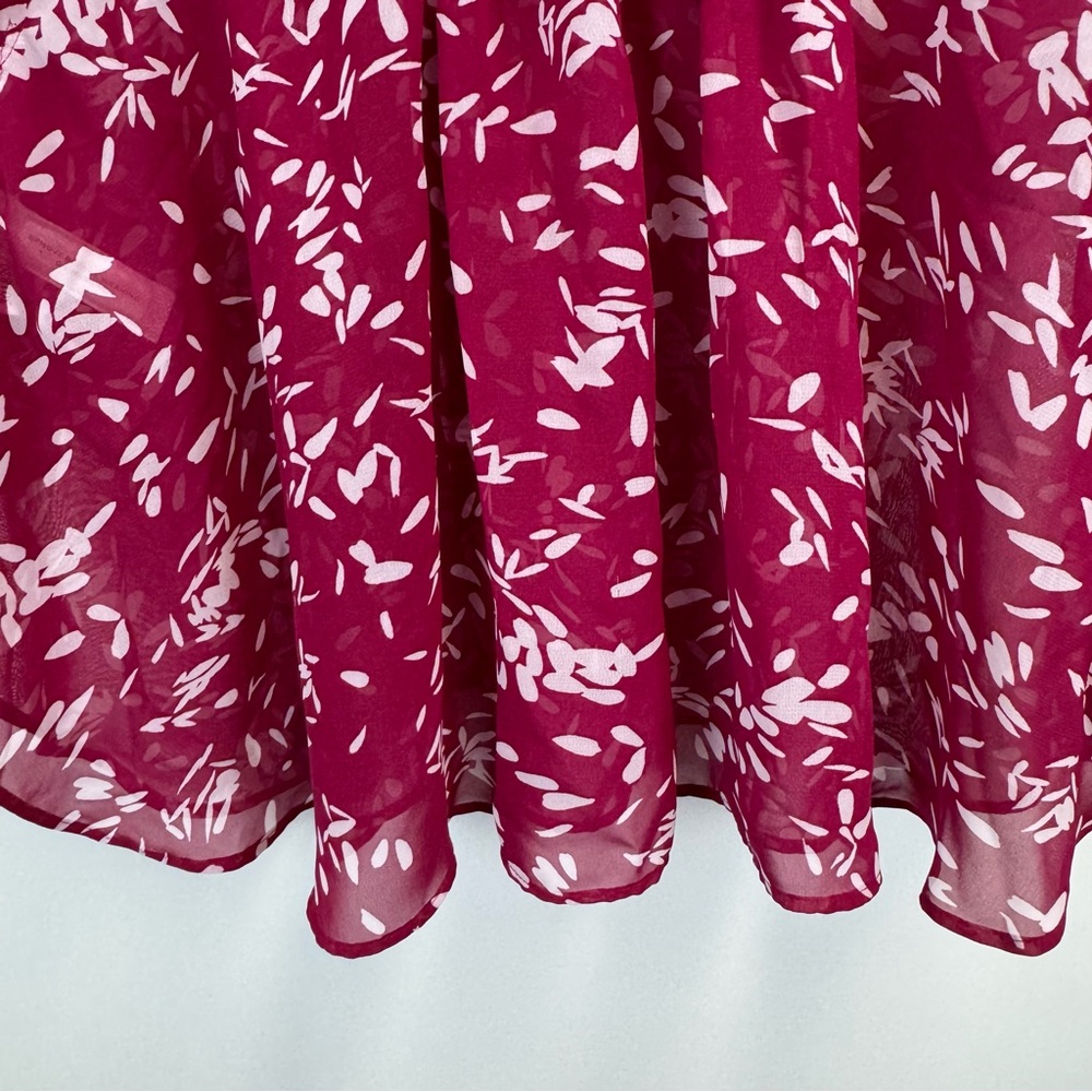 Loft Blouse Flowy Flutter Sleeves Patterned Pink/… - image 4